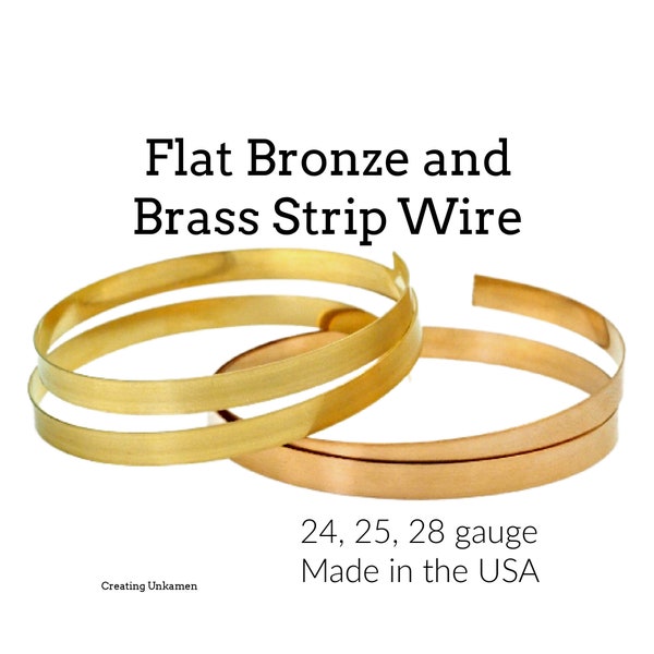 Flat Bronze and Brass Strip Wire - By the Foot in 24, 25 and 28 Gauge - 100% Guarantee