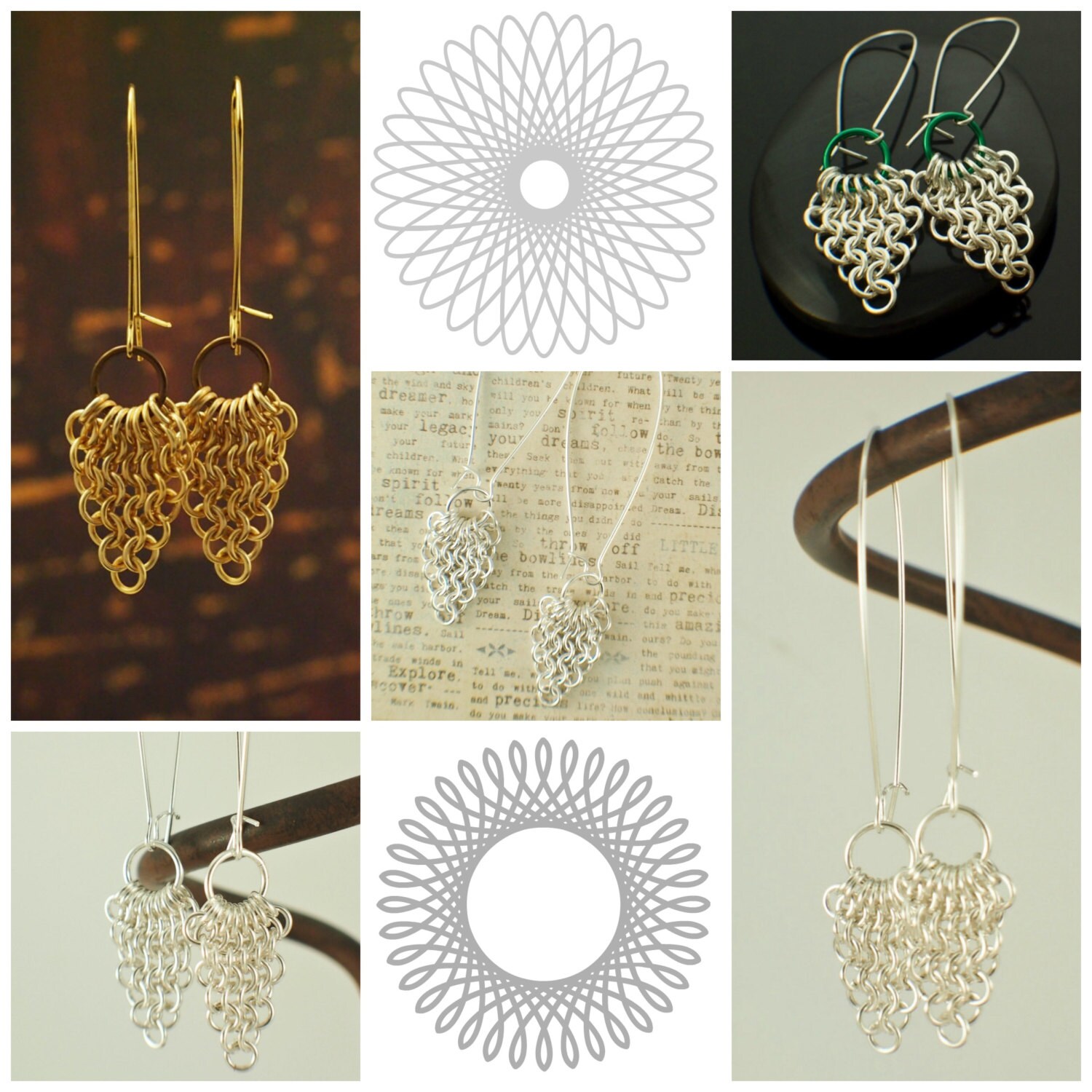 Chainmaille Earring Tutorial European 4 in 1 Spear and Circle