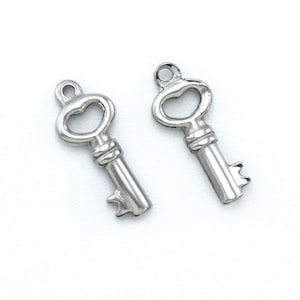 Clearance Sale 1 Stainless Steel Key Charm - 17mm x 8mm - 100% Guarantee