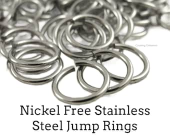 100 anillos de salto de acero inoxidable sin níquel. Su elección de calibre 12, 14, 16, 18, 20 y diámetro.