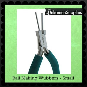 May include: Green handled bail making pliers with the brand name "Wubbers" printed on the side. The pliers are designed to create loops for jewelry making.