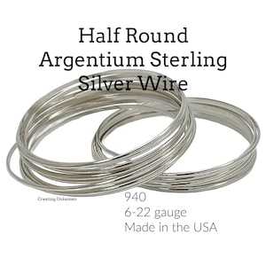 1/4 Troy Ounce Half Round - Argentium Sterling Silver Wire - Half Hard - Dead Soft - You Pick 6, 8, 9, 10, 12, 14, 16, 18, 20, 21 ,22 gauge