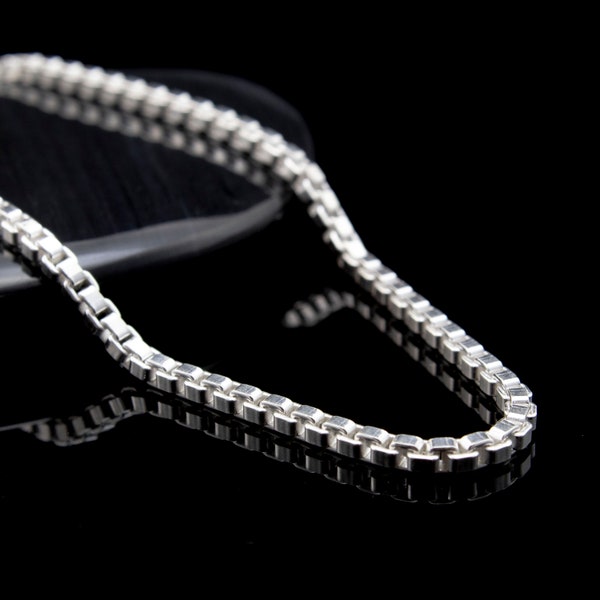 Sterling Silver Square Venetian Box Chain 2.5mm, 1.0mm or 0.6mm - Finished or By The Foot