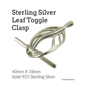 1 Blattverschluss aus Sterlingsilber – Großer, einzigartiger Knebelverschluss 40 mm x 18 mm