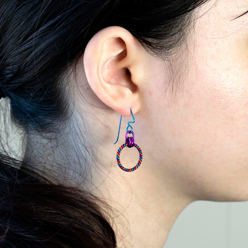 Rainbow Niobium Earrings For Ears With Metal Sensitivities