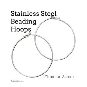 4 Pairs Surgical Steel Beading Hoops - 21mm or 25mm Economical - 100% Guarantee