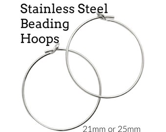 4 Pairs Surgical Steel Beading Hoops - 21mm or 25mm Economical - 100% Guarantee