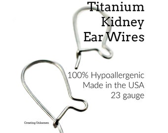Titanium Kidney Ear Wires - Made in the USA - 17mm X 10mm - Hypoallergenic