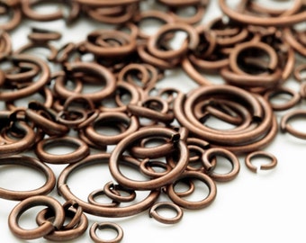 100 Economical Antique Copper Jump Rings - Special Purchase in 17, 18, 20, 21, 22, 24 gauge - 100% Guarantee