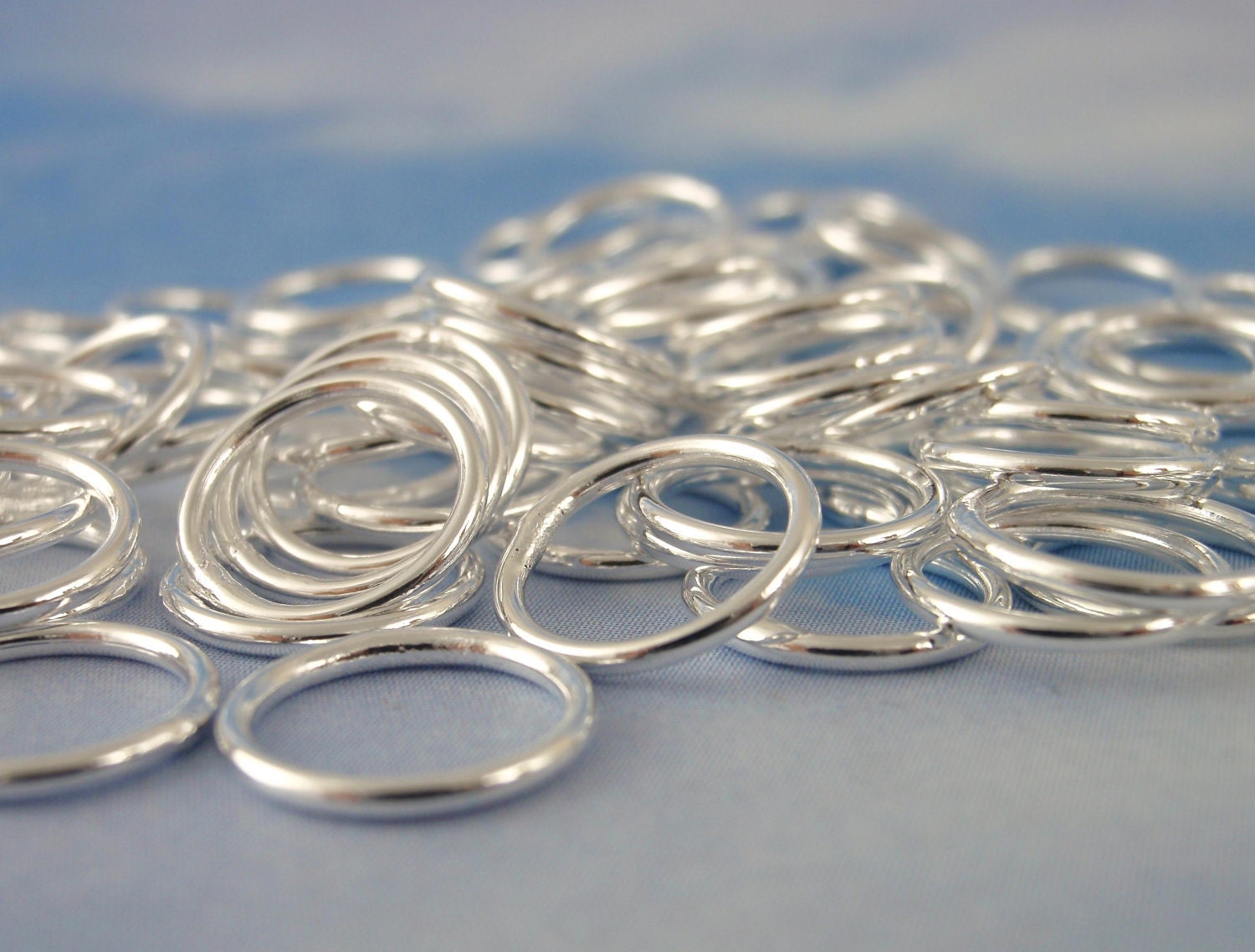 Sterling Silver 925 Hammered Round Closed Jump rings Outside diameter 10mm