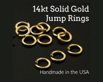 1 14kt Solid Gold Jump Ring Handmade in Your Pick Gauge and Diameter