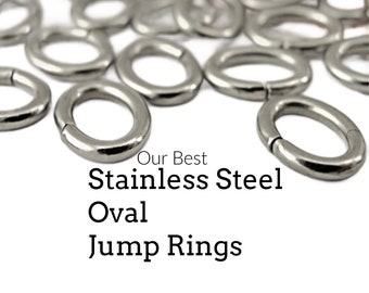 50 Stainless Steel OVAL Jump Rings -  You Choose 18 or 16 gauge - Best Commercially Made - 100% Guarantee