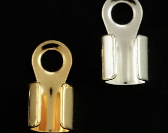 20 - 12mm X 6mm Fold Over Cord Ends - Silver Plated, Gold Plated - Best Commercially Made - 100% Guarantee