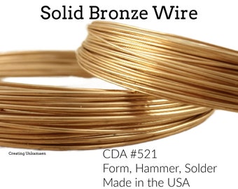 Round Solid Bronze Wire - 100% Guarantee - 4, 6, 8, 10, 12, 14, 16, 18, 20, 22, 24, 26, 28 gauge - Made in the USA