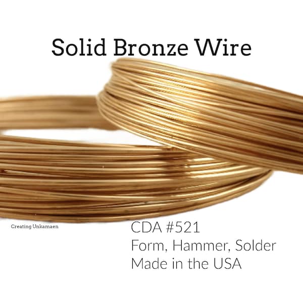 Round Solid Bronze Wire - 100% Guarantee - 4, 6, 8, 10, 12, 14, 16, 18, 20, 22, 24, 26, 28 gauge - Made in the USA