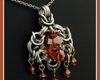 Skull and Byzantine Chainmaille Necklace Tutorial - Internediate Jewelry Making
