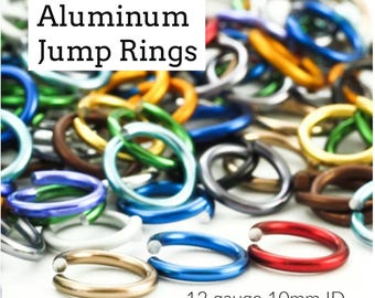 100 anillos de salto de aluminio anodizado calibre 12, 10 mm de diámetro interior, 14 mm de diámetro exterior, 3/8"