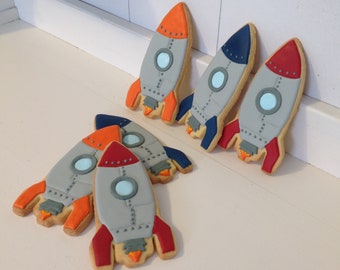 Rocket ship spaceship cookies- 1 dozen