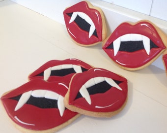 Halloween Summerween Vampire Lip Cookies- 1 Dozen