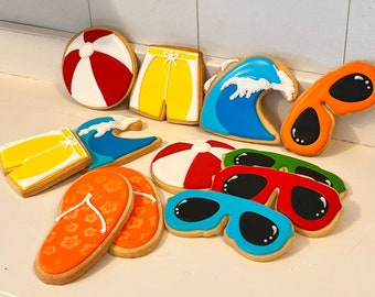 Beach Day Pool Day cookies - 1 dozen