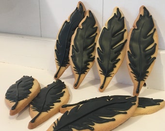 Black Feather Cookies - 1 dozen