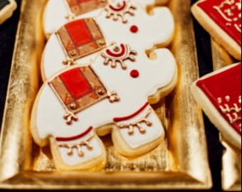 Red and Gold Mehndi Henna Elephant Cookies Wedding - 12 cookies
