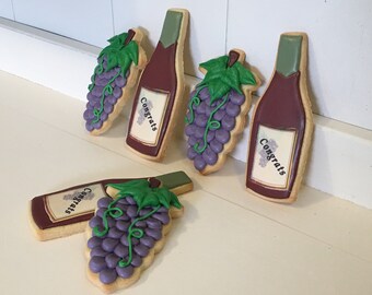 Custom Label Wine and Grape Sugar Cookies - 1 Dozen