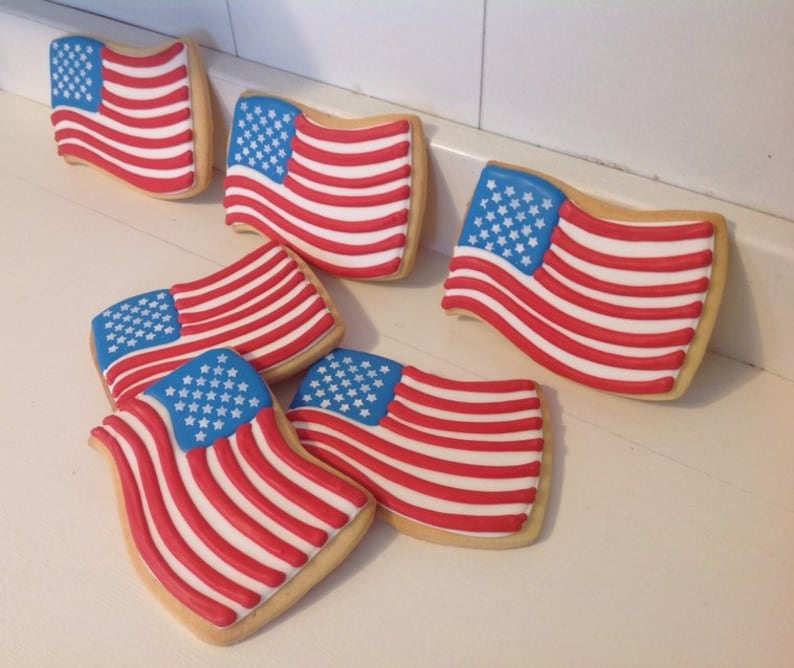 4th of July USA Flag Cookies 1 dozen image 2