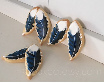 Blue Jay Feather Decorated Sugar Cookies - 1 dozen