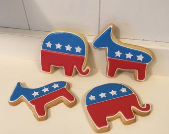 Political Republican Elephant Democrat Donkey cookies