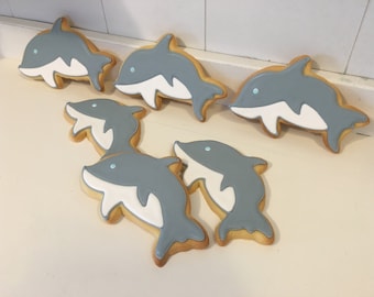 Dolphin Hand Decorated Sugar Cookies