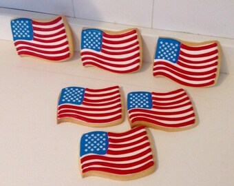 4th of July USA Flag Cookies  1 dozen