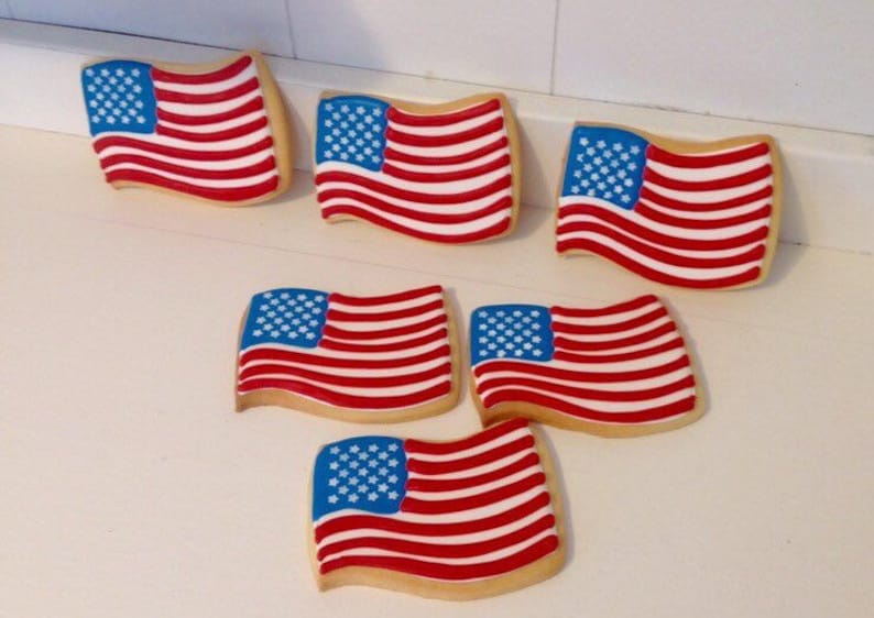 4th of July USA Flag Cookies 1 dozen image 1