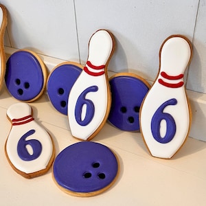 Custom Bowling Ball and Pin Cookies - 1 dozen