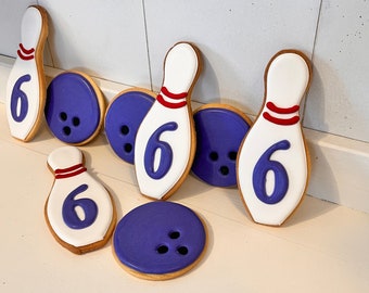Custom Bowling Ball and Pin Cookies - 1 dozen