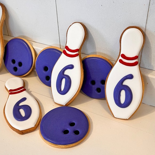 Custom Bowling Ball and Pin Cookies - 1 dozen