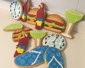 Margaritaville Theme hand decorated sugar cookies - 12 cookies