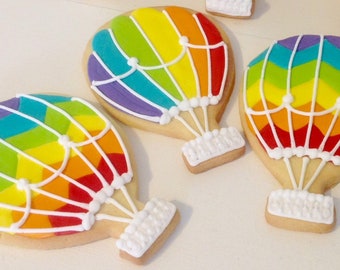 Pride Rainbow Hot Air Balloon Cookies - 1 Dozen