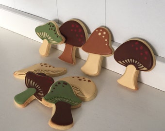 Woodland Mushrooms Hand Decorated Cookies - 1 Dozen