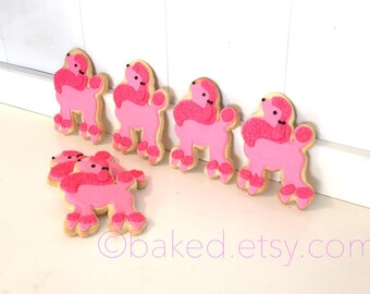 Pink Poodle Hand Decorated Iced Sugar Cookies - 1 Dozen