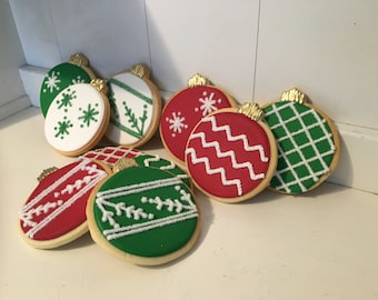 Christmas Cookies Ornament Hand Decorated Sugar  - 1 Dozen