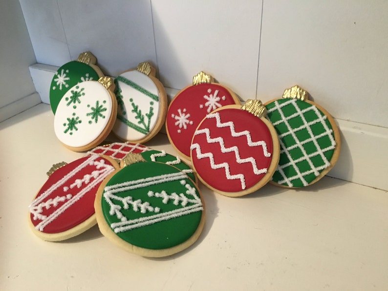 Christmas Cookies Ornament Hand Decorated Sugar 1 Dozen image 1