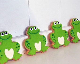Green Frog Hand Decorated Sugar Cookies - 1 Dozen