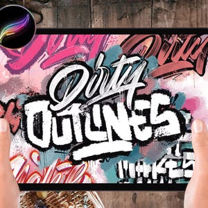 Procreate Outline Brush Set: Lettering & Calligraphy + Practice Worksheets (PDF)