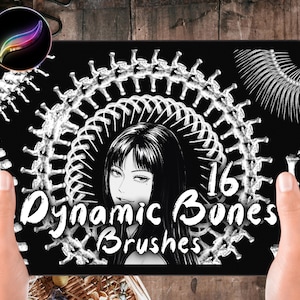 Pack de 20 brosses dynamiques pour procréer, brosse pour os de squelette, brosses numériques pour l'anatomie, graphique, gothique, conception de créature, bande dessinée, art médical