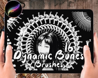 20 Bones Procreate Dynamic Brushes Pack, Pennello per ossa scheletriche, Pennelli digitali anatomici, Grafica, Gotico, Design di creature, Fumetti, Arte medica
