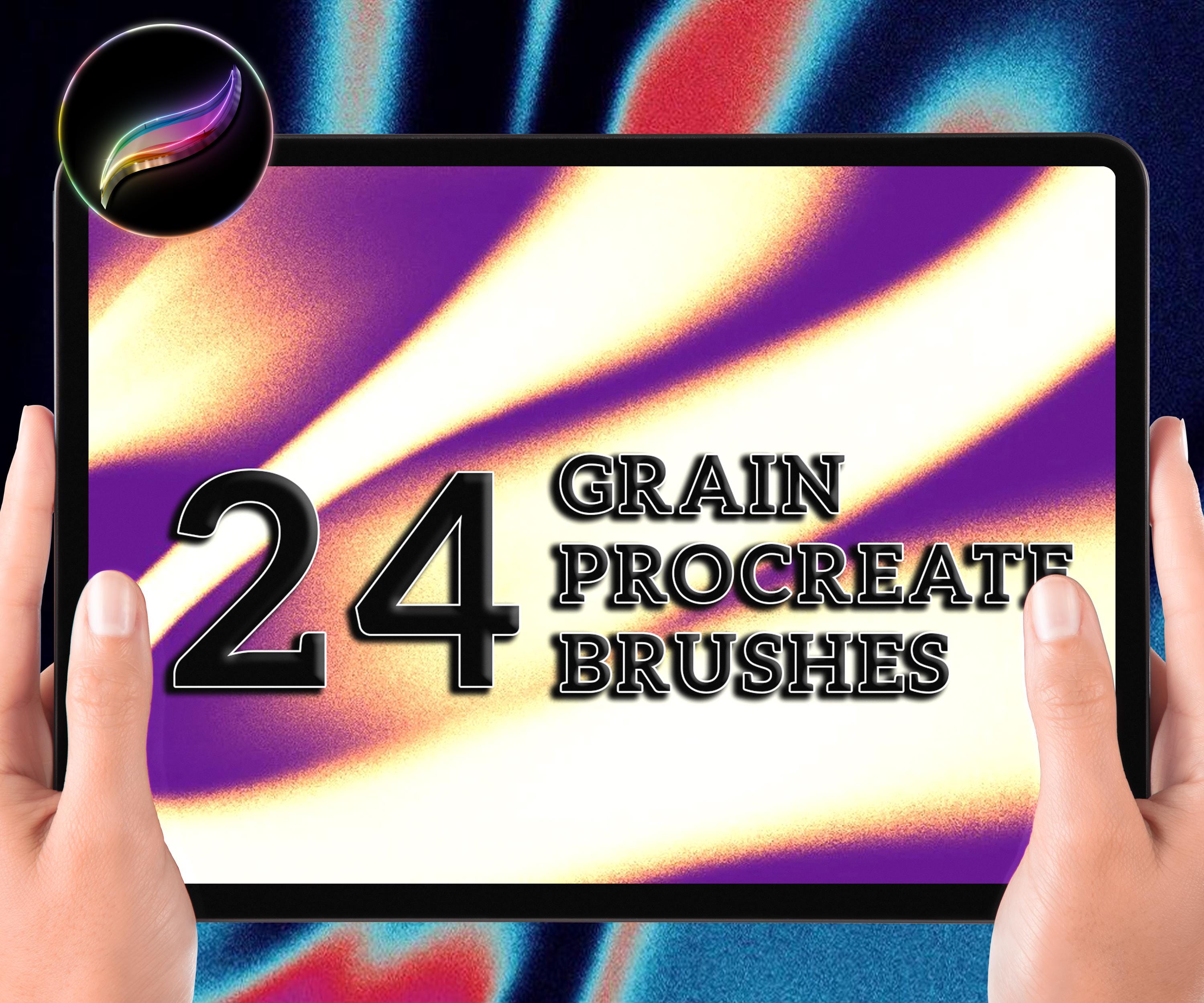 24 Grain Texture Procreate Brushes, Spray Brush Set (digital Download ...