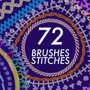 72 Stitch Procreate Brushes, Fabric Seamless Realistic Brushes, Clothing Fashion Procreate Brushes, Digital Embroidery Brush Set, Stitching