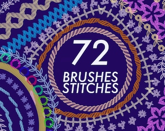 72 pędzle do haftu Fabric Stitch Procreate: zestaw pędzli do haftu bezszwowego (do pobrania w wersji cyfrowej)