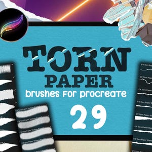 Pennello Procreate, 29 fogli di carta strappati, pennelli per carta strappata, carta strappata Procreate, moodboard digitale, set di pennelli Procreate, carte Procreate